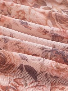 SHEIN MOD Floral Print Ruched Bodycon Dress - Multicolor - View 4