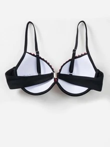 SHEIN Swim 亮片裝飾提臀比基尼泳裝上衣 - 彩色 - 查看 4