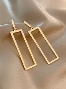 Rectangle Drop Earrings - Yellow Gold - View 1
