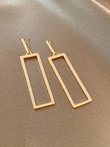 Rectangle Drop Earrings - Yellow Gold - View 3