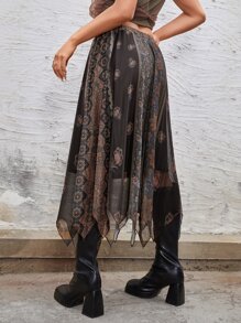 ROMWE PUNK Váy nữ Bất đối xứng Hoa Boho - Nhiều màu - Xem 2