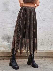 ROMWE PUNK Váy nữ Bất đối xứng Hoa Boho - Nhiều màu - Xem 5