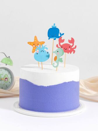 6st Starfish & Crab Design Cake Topper