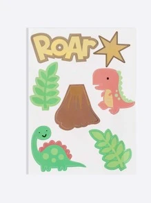 7入組恐龍和樹葉裝飾蛋糕裝飾 - 彩色 - 查看 3