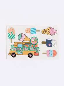 1 pieza Top con diseño de helado pastel papel pastel para de fiesta de cumpleaños - Multicolor - Ver 3