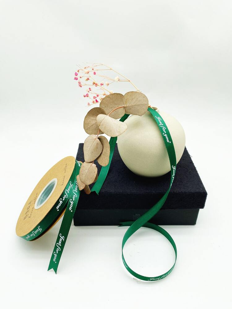 1 rouleau Ruban D'emballage Cadeau Graphique De Slogan , En Polyester Ruban Pour Fête - Vert - Voir 1