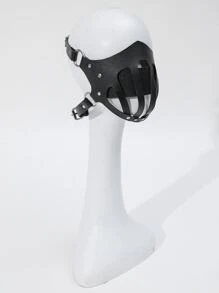 Cut Out Circle & Studded Decor Costume Face Shield - màu đen - Xem 2