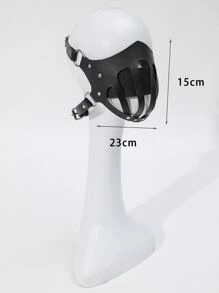 Cut Out Circle & Studded Decor Costume Face Shield - màu đen - Xem 3