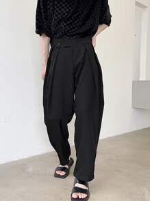 Claim Dot Men Fold Pleated Trousers - Black - View 1