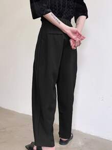 Claim Dot Men Fold Pleated Trousers - Black - View 2