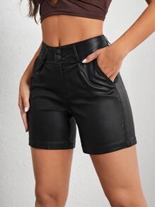 Shorts en mezclilla de pierna recta - Negro - Ver 2