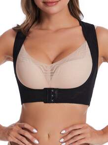 後十字交叉塑身腰封式緊身胸衣 - 黑色 - 查看 3