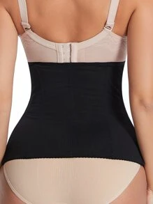 Black High Stretch Fabric Waist Trainer With Zipper For Tummy Control - Black - View 2