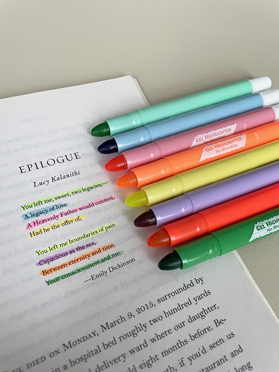 8pcs Assorted Color Gel Highlighter Pens No Bleed Through No Smear