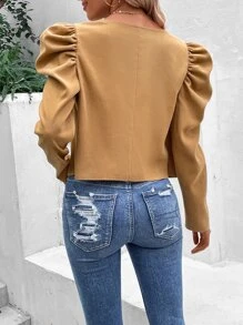 SHEIN Essnce Cazadora de manga gigot con cremallera