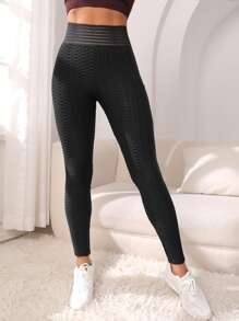 Yoga Basic Leggings deportivos control de barriga con bolsillo para teléfono - Negro - Ver 4