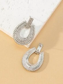 水鑽水滴耳環 - 白色 - 查看 2