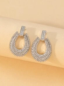 水鑽水滴耳環 - 白色 - 查看 3