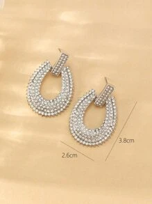 水鑽水滴耳環 - 白色 - 查看 4