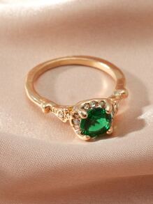 Crystal Decor Ring - Yellow Gold - View 4