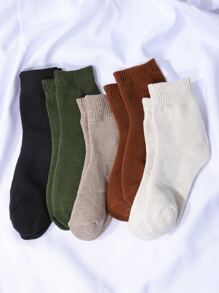 5pairs Solid Crew Socks - Multicolor - View 2