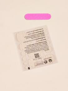 24pcs Short Square Fake Toenail & 1pc Nail File & 1sheet Tape - Pink - View 6