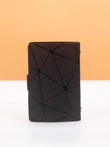 时尚黑色几何图案卡包钱包名片夹信用卡夹女士女士迷你钱包卡片钱包 - 黑色 - 查看 2