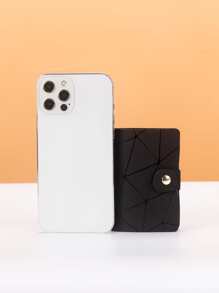 时尚黑色几何图案卡包钱包名片夹信用卡夹女士女士迷你钱包卡片钱包 - 黑色 - 查看 3