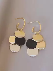 撞色幾何裝飾耳墜 - 彩色 - 查看 2