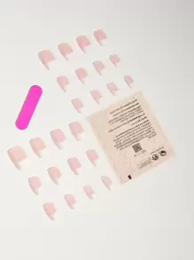 24pcs French Style Pre-Designed Nail Tips + Jelly Glue + Nail File Press On Nails Nail Supplies - Multicolor - View 2