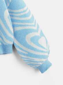 SHEIN 女孩前紐扣落肩開襟衫 - 藍色 - 查看 4