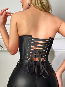 Women's Shapewear Corset Tube Top, Suitable For New Year Party, Valentine's Day, Holiday - Black - View 3