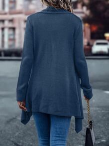 SHEIN LUNE Cárdigan tejido de cable bajo asimétrico - Azul - Ver 2