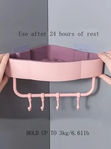 1 pieza Estante de almacenamiento de baño sin perforación - Rosa - Ver 2