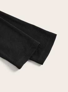 SHEIN EZwear 字母貼布鏤空假兩件連衣裙 - 黑色 - 查看 3