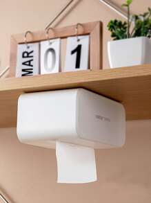 1pc Tissue Paper Storage Box, Wall Mounted Toilet Paper Holder For Bathroom - White - View 4
