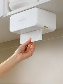 1pc Tissue Paper Storage Box, Wall Mounted Toilet Paper Holder For Bathroom - White - View 5