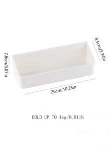 1pc Plain Wall Mounted Storage Rack, White Storage Box For Household