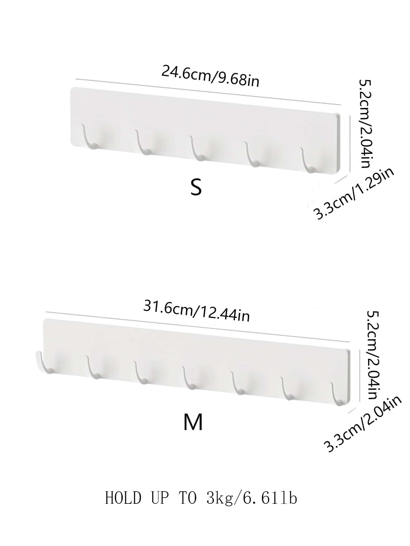 1pc Solid Color Wall Hook, White Self Adhesive Row Hook For Home - White - View 2