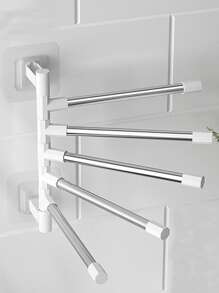 1pc Multi-layer Towel Bar, Wall Mounted Towel Storage Rack For Bathroom - White - View 4