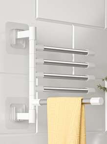 1pc Multi-layer Towel Bar, Wall Mounted Towel Storage Rack For Bathroom - White - View 5