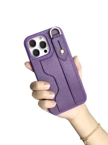 素色手機殼帶插卡槽和腕帶 - 紫色 - 查看 1