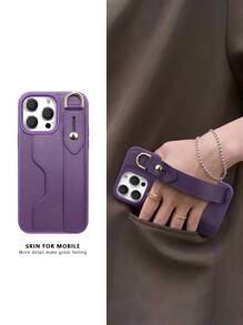 素色手機殼帶插卡槽和腕帶 - 紫色 - 查看 4