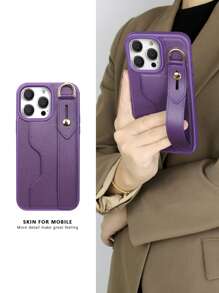 素色手機殼帶插卡槽和腕帶 - 紫色 - 查看 7