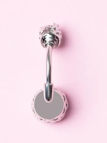 Cubic Zirconia Decor Navel Belly Ring - Silver - View 2