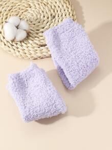 Solid Fuzzy Crew Socks - Mauve Purple - View 2