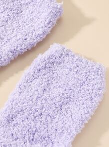 Solid Fuzzy Crew Socks - Mauve Purple - View 3