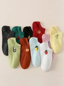 10pairs Fruit & Vegetable Pattern Ankle Socks - Multicolor - View 2
