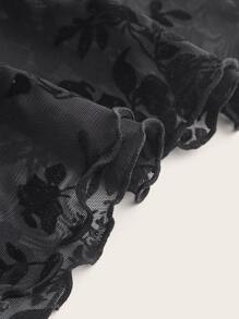 SHEIN MOD Floral Print Mesh Cami Top - Black - View 4