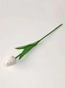 1pc Artificial Tulip, 33cm Faux Tulip Stem For Home Decor Easter Gifts Birthday Graduation - White - View 2